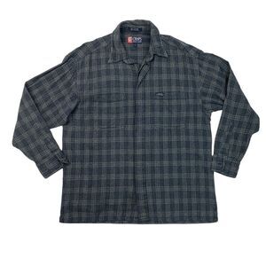 Vintage Chaps Ralph Lauren Shirt Mens L Large Multi Cotton Flannel Hidden Button